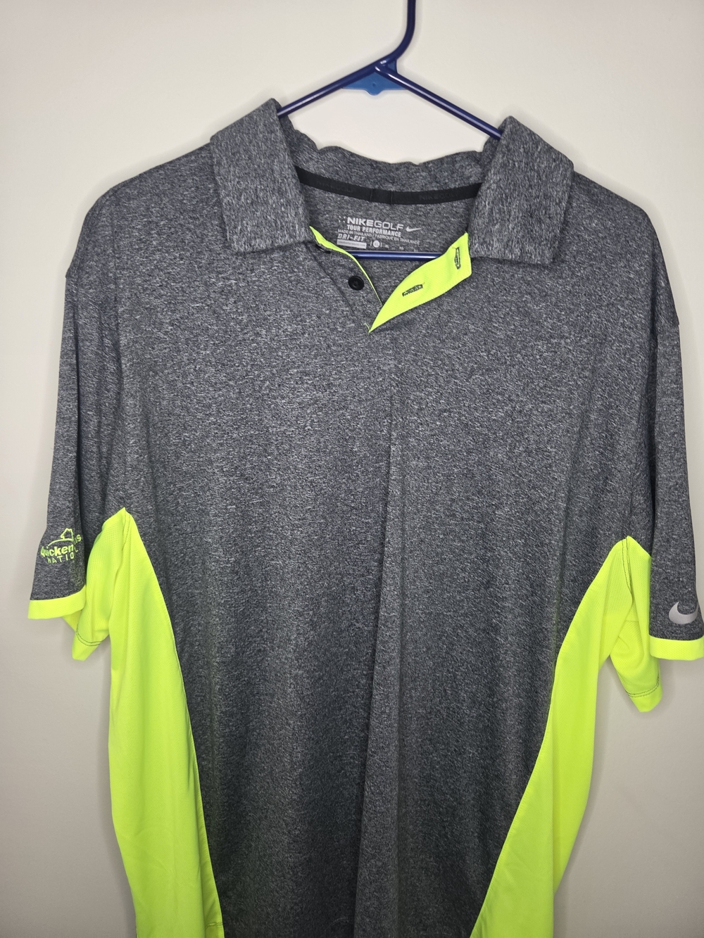 Nike Men’s Grey & Neon Yellow Golf Polo
